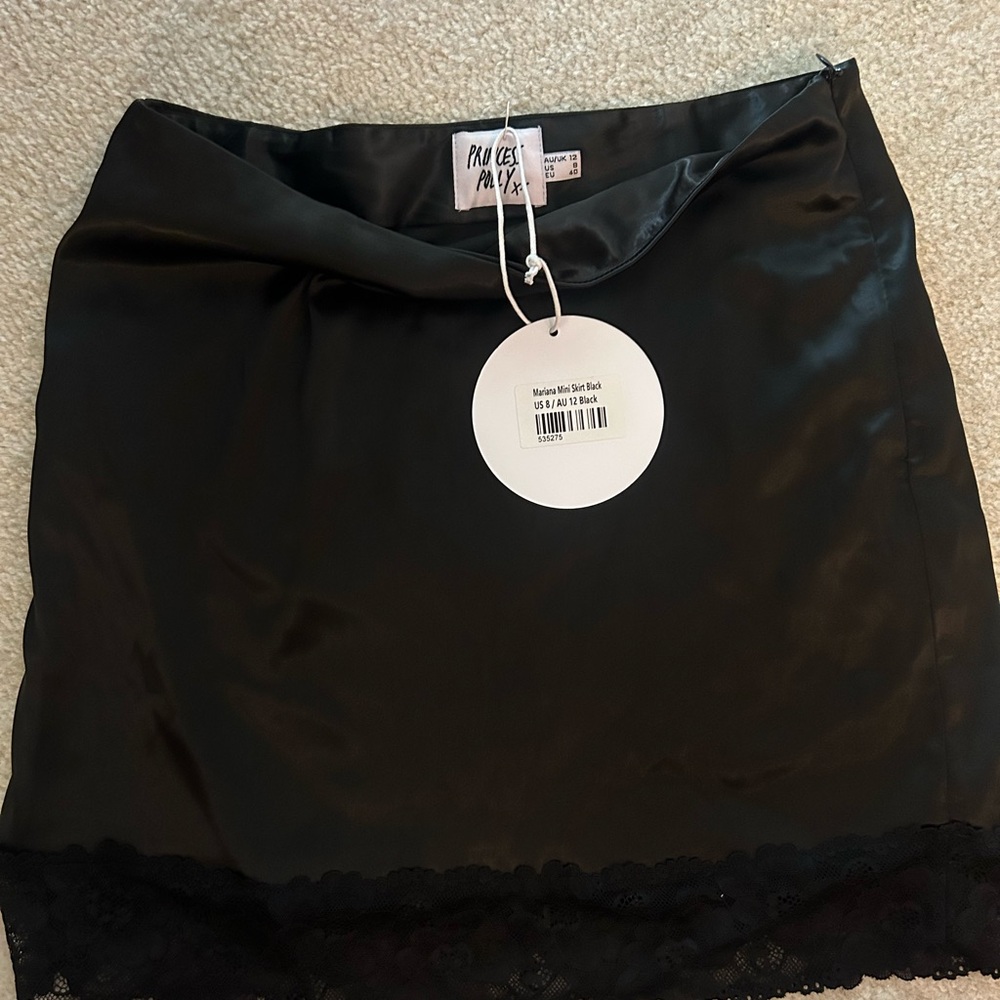 Black Satin Mini Skirt